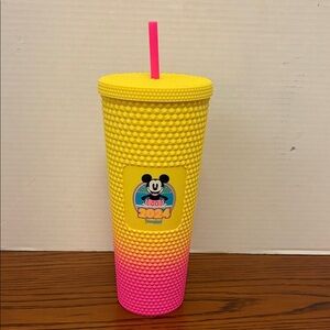 Starbucks Disney Yellow and Pink Textured Tumbler